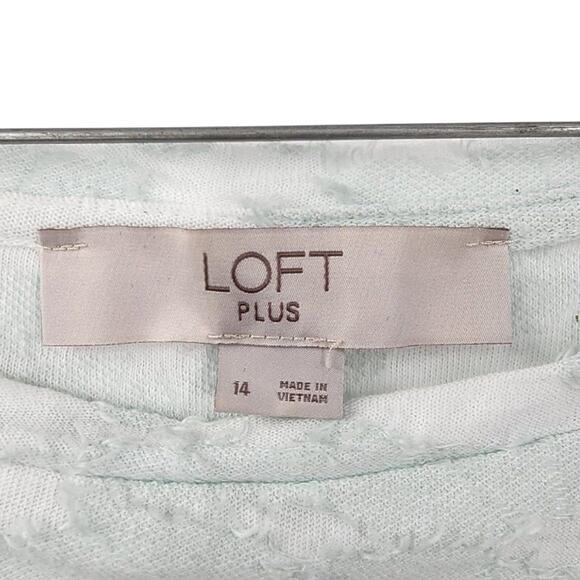 LOFT Puff Short Sleeve Green Floral Top Womens Size 14 Boxy Cottagecore - Picture 3 of 5